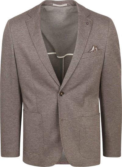 Suitable Colbert Fame Pied de Poule Bruin - Maat 48 - Heren blazer