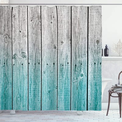 ABAKUHAUS rustiek douchegordijn – digitale houten platen – 175x220 cm