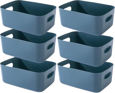Famanu – Set van kleurrijke plastic opbergmanden met handgrepen, voor keuken en badkamer