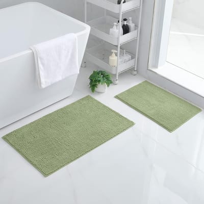 Badkamertapijt Set - Zachte Matten - Badkamer Gebruik - Antislip Absorberend - 40x60 50x80 cm - Saliegroen