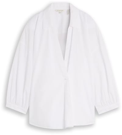 Tom Tailor - Wijdvallende wikkelblouse - Maat 46 - White