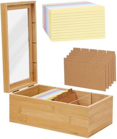 Dailygoods- Kaarthouder Houten - Opbergdoos met Deksel - Compact