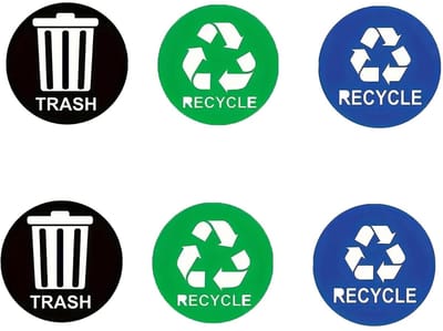 Dailygoods- Afvalcontainerstickers 6 Stuks - Duidelijke Sorteerinformatie - Voor Binnen/Buiten - Intuïtieve Symbolen - Eenvoudige Instructies - Herkenbare Markering - Vuilnisbakstickers