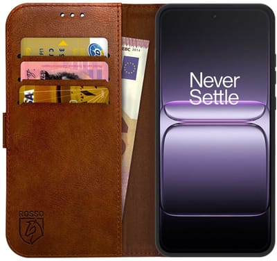 Rosso Element Geschikt voor OnePlus Nord 5 | Wallet Book Case | Portemonnee Hoesje | 3 Pasjes | Magneetsluiting | Stand Functie | Bruin