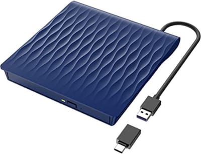 Externe DVD Speler - Externe DVD Speler voor Laptop - Externe DVD Speler en Brander - USB 3.0 en Type-C - Blauw