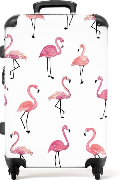 NoBoringSuitcases.com - Grote flamingo koffer - Kinderkoffer roze meisjes XL - Reiskoffer met 4 wielen kids - Trolley op wieltjes 72 liter - Rolkoffer groot kinderen - Ruimbagage valies 20kg - Bagagekoffer - Suitcase medium met slot - Large luggage