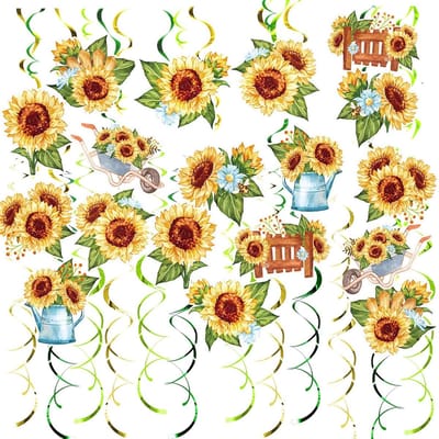 Dailygoods - 48 Stuks Zonnebloemen Hangende Wervels - Decoraties voor Feest en Verjaardag