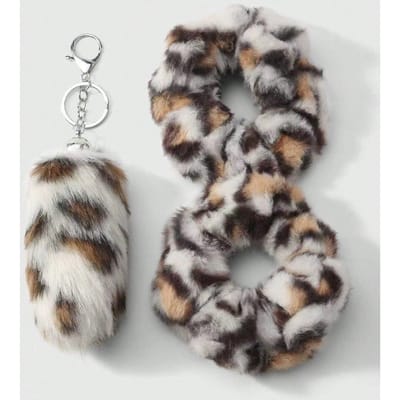 Faux Bont Dierestaart Sleutelhanger Met Luipaardprint Modeaccessoire Voor Vrouwen onesize gray