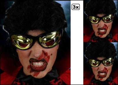3x Horror Bril crazy eyes - metallic - Halloween thema feest festival griezel horror verjaardag fun optocht