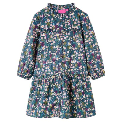 vidaXL - Kinderjurk - met - lange - mouwen - 104 - donkerblauw