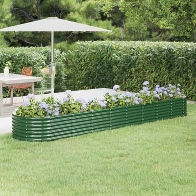 vidaXL - Plantenbak - 368x80x36 - cm - gegalvaniseerd - staal - groen