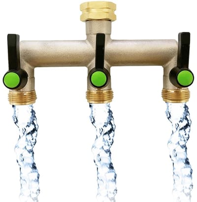 Dailygoods - 3-weg waterverdeler, 3/4 inch messing wateraansluiting verdeler, waterverdeler 3-voudig, 3-weg verdeler water voor tuinslangen, apparaten, huis, wasmachine