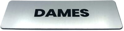 Deurbordje met Tekst dames - Formaat 150 mm x 50 mm x 1,6 mm - Incl. plakstrip | Geborstelde RVS-look toplaag | Gratis Verzending | Decoporta