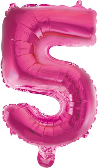 Folie Ballon Cijfer 5 Roze 41 cm