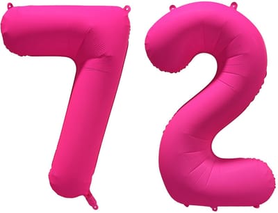 Folieballon 72 jaar - Neon Roze - 86 cm