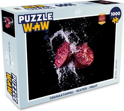 Puzzel Granaatappel - Fruit - Water - Zwart - Paars - Legpuzzel - Puzzel 1000 stukjes volwassenen