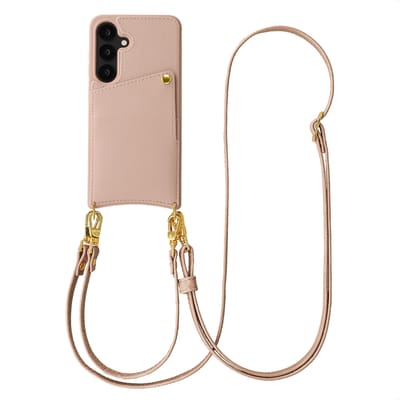 Selencia Hoesje - Geschikt voor Samsung Galaxy S24 / S25 - Backcover met koord en pashouder - Dusty Rose