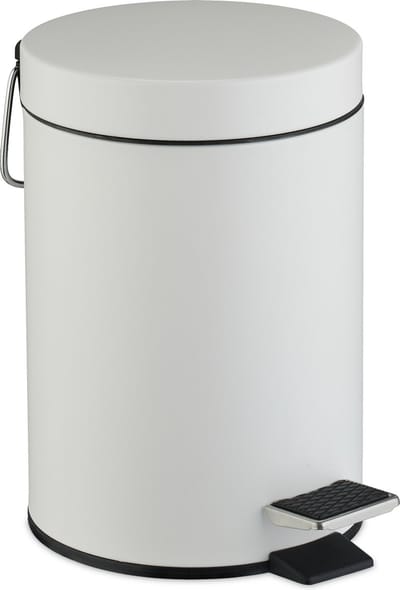 badkamer prullenbak - 3 l - deksel - handvat - binnenemmer - toilet - wit
