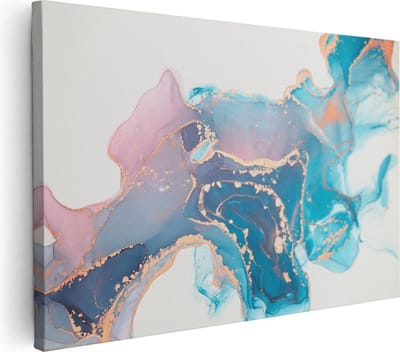 Artaza Canvas Schilderij Abstract - 90x60 cm - Wanddecoratie Goud - Muurdecoratie Woonkamer - Schilderijen Op Canvas