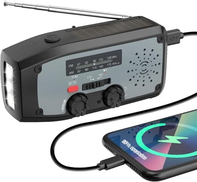 DnA® Noodradio Solar Opwindbaar - Noodradio - Noodradio Solar - Zwart - 12cm x 6cm x 4cm