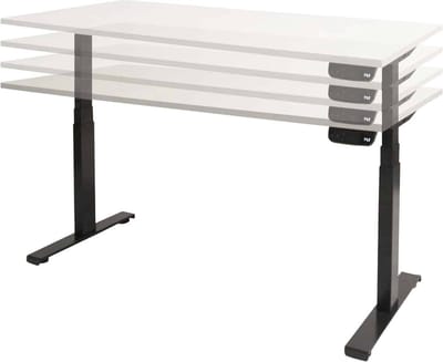Dextro plus zit/sta 180x90cm, electrisch hoogte verstelbare werkplek, T-poot frame. Frame kleur zwart (RAL9011) en blad Halifax