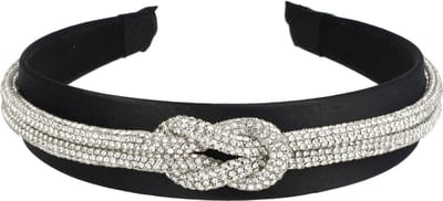 Haarsoires Haarband Diadeem 3cm - Glitter Koord - Zwart Zilver