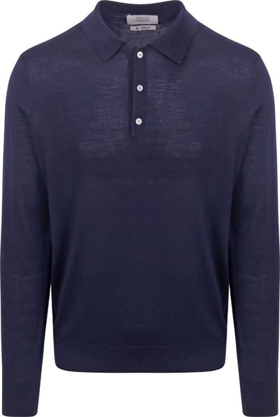 King Essentials The Robert Long Sleeve Poloshirt Merino Navy - Maat XL - Heren - Pullovers