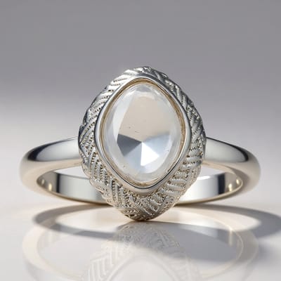 Cavill - Zilveren ring met witte kwarts 1 272 ct - 925 sterling zilver geplatineerd - Marquise cabochon elegant dames sieraad