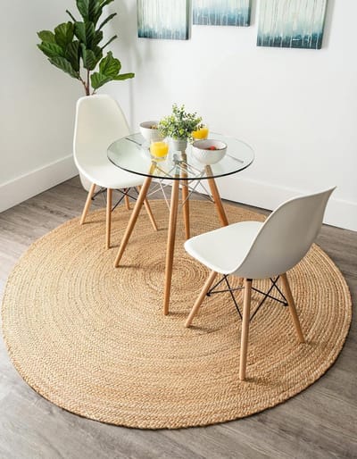 Jute Vloerkleed - Natuurlijk Tapijt - Woonkamer Decoratie - Handgeweven Vakmanschap - 240 cm Rond - Beige
