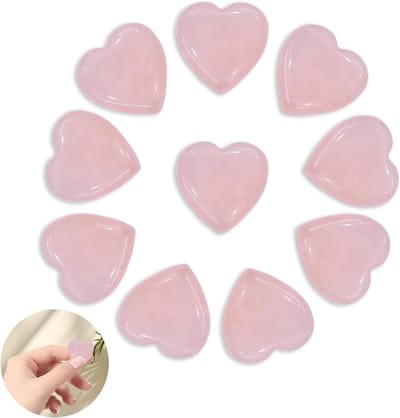 10 Stuks Rozenkwarts Kristallen Set, Hartvormige Geneeskrachtige Edelstenen voor Spirituele Energie, Reiki en Meditatie, Perfecte Cadeaus voor Vrouwen