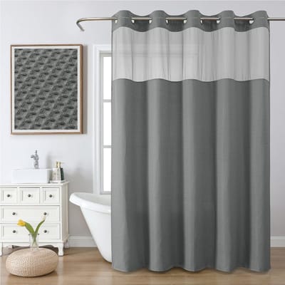 Dailygoods- Douchegordijn Waterdicht - Haakloos - Wafelweefsel - 180x190 cm - Machinewasbaar - Geïntegreerde Splitringen - Badkamergordijn