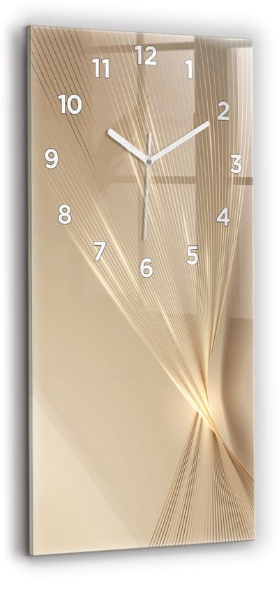 Wallfluent Wandklok - Abstract licht Klok als Muurdecoratie - 30 cm x 60 cm - Gouden Wandklok - Witte Handen - Wandklok Met Cijfers - Wandklok Glas Woonkamer - Rechthoekige Glazen Wandklok - Scandinavisch Wandklok - Klok als Muurdecoratie