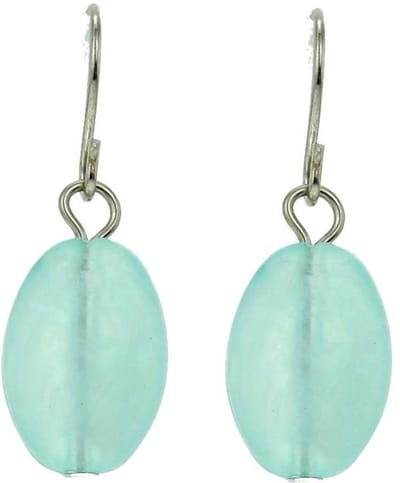 Behave - Aqua groen blauwe oorringen met ovale hanger - Fashion sieraden