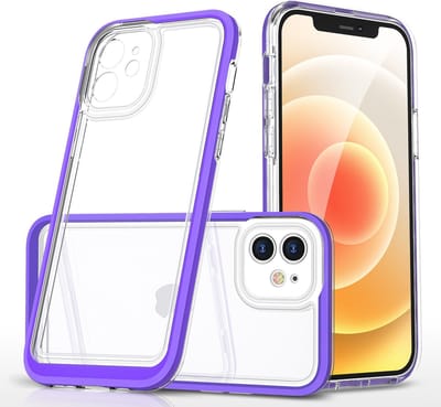 Hoesje Geschikt voor iPhone 12 hoesje transparant met bumper Paars - Ultra Hybrid Hoesje Geschikt voor iPhone 12 case
