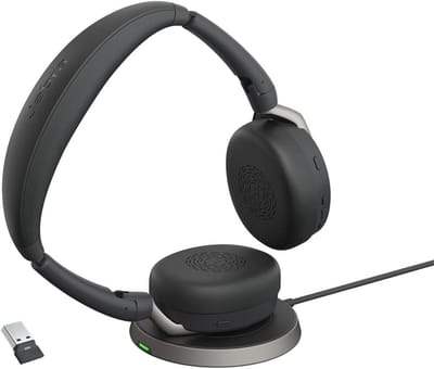 Draadloze Stereo Headset met Noise Cancelling en Draadloze Oplaadstandaard - Geschikt voor UC Platformen - Zwart