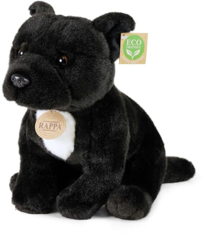 Rappa ECO knuffel Staffordshire Bull Terrier 30 cm - realistische knuffel van recyclede PET flessen - zwart