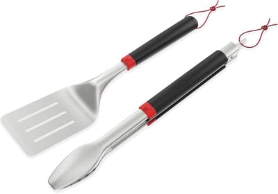 SnelShoppen - Grillset Tweedelig - Grilltang en Spatel - Ergonomische Handgrepen - Roestvrij Staal - Vaatwasmachinebestendig - Voor Barbecue, Tuin, Ca