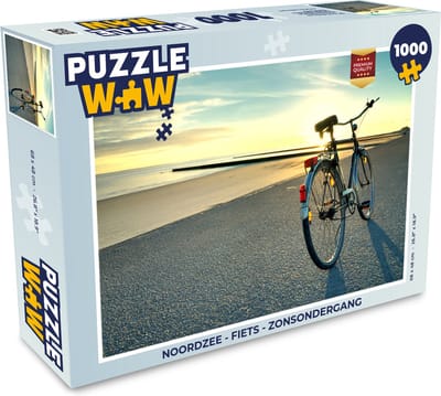 Puzzel Noordzee - Fiets - Zonsondergang - Legpuzzel - Puzzel 1000 stukjes volwassenen