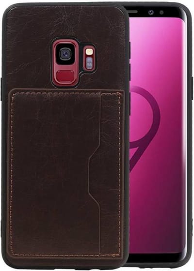 Mocca Staand Back Cover 1 Pasje Hoesje voor Samsung Galaxy S9