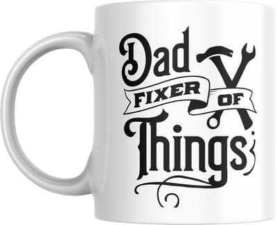 Mok – Dad Fixer of Things | Vaderdag Cadeau | Koffiemok met Gereedschap Design | Geschenk voor Papa
