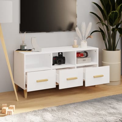 vidaXL - Tv-meubel - 102x36x50 - cm - bewerkt - hout - wit