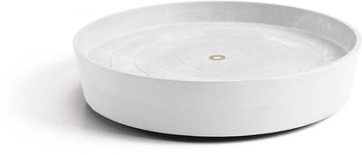 Ecopots Saucer Wheels - Pure White - Ø41,6 x H9 cm - Ronde witte onderschotel op wielen met waterreservoir