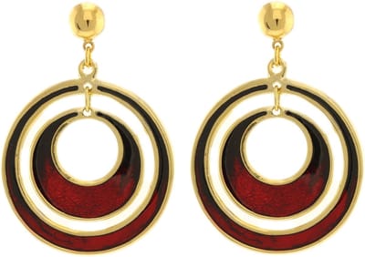 Behave - Dames oorbellen - Goudkleur rood retro design - 5 cm look