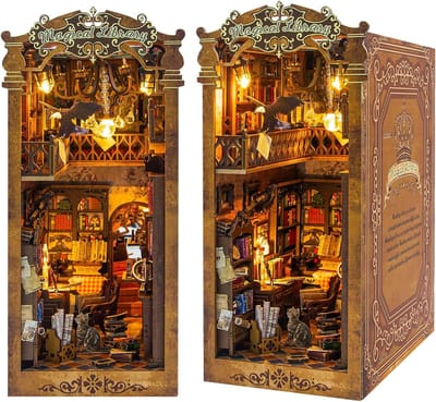 Miniatuur Poppenhuis - Boekhoekje Set - Hobby Project - Met LED Verlichting - 15 x 8 x 18 cm