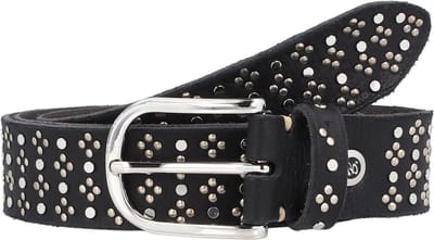b.belt Leren Riem Tini Silver Leather Belt W100 Black Zwart