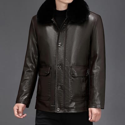 Uitneembare Voering Heren Grote Maat Echt Lederen Jas Middelbare Leeftijd en Oudere Papa's Outfit Plus Fluweel Verdikte Lederen Jas 5XL