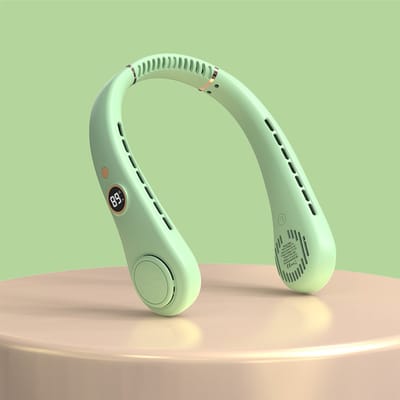 Ulisem - Nekventilator - 5 windsnelheden oplaadbare ventilator - Bladloos en stil design - LED display met batterij-indicator - Handsfree voor tijdens werk en reis - Lichtgewicht en comfortabel - Geschikt voor mannen en vrouwen - Cadeau - Groente