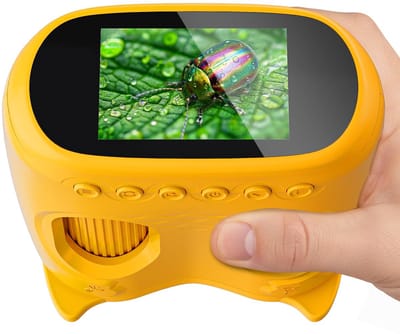 2-in-1 Digitale Microscoop & Verrekijker voor Kinderen - 1000x Vergroting & 10x Zoom - 2.0 Inch Kleurenscherm - Educatief Wetenschappelijk Speelgoed - HD Foto & Video - Inclusief USB-kabel - Geel - Cadeau 4-12 Jaar