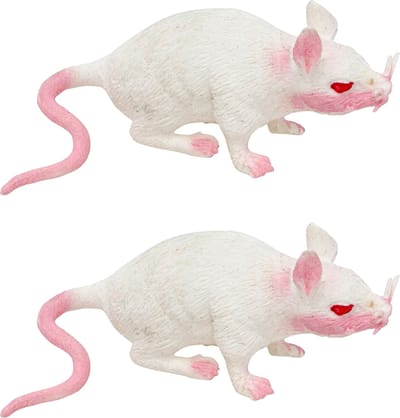 Chaks Stretchy nep rat 17 x 14 cm - 2x - wit - Horror/griezel thema decoratie