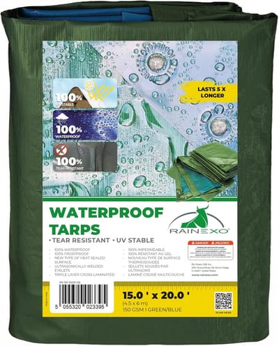 Robuust Zeil 150 g/m² Groen/Blauw Met Versterkte Ringetjes